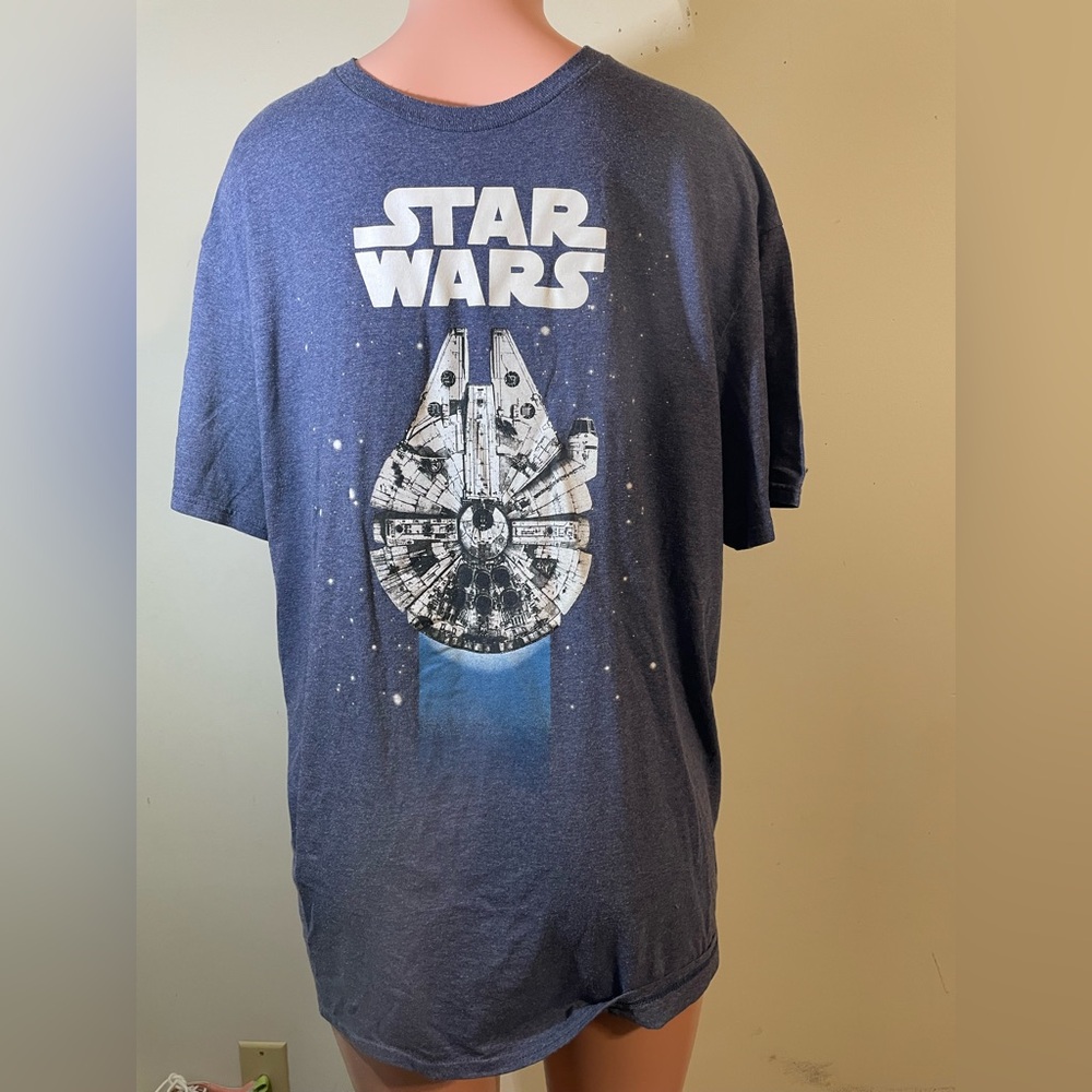 Star Wars T-shirt Mad Engine Mens XL Blue Graphic Millennium Falcon Short Sleeve